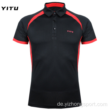 Feuchtigkeitstransportierendes Dry Fit Poloshirt aus schwarzem Polyester